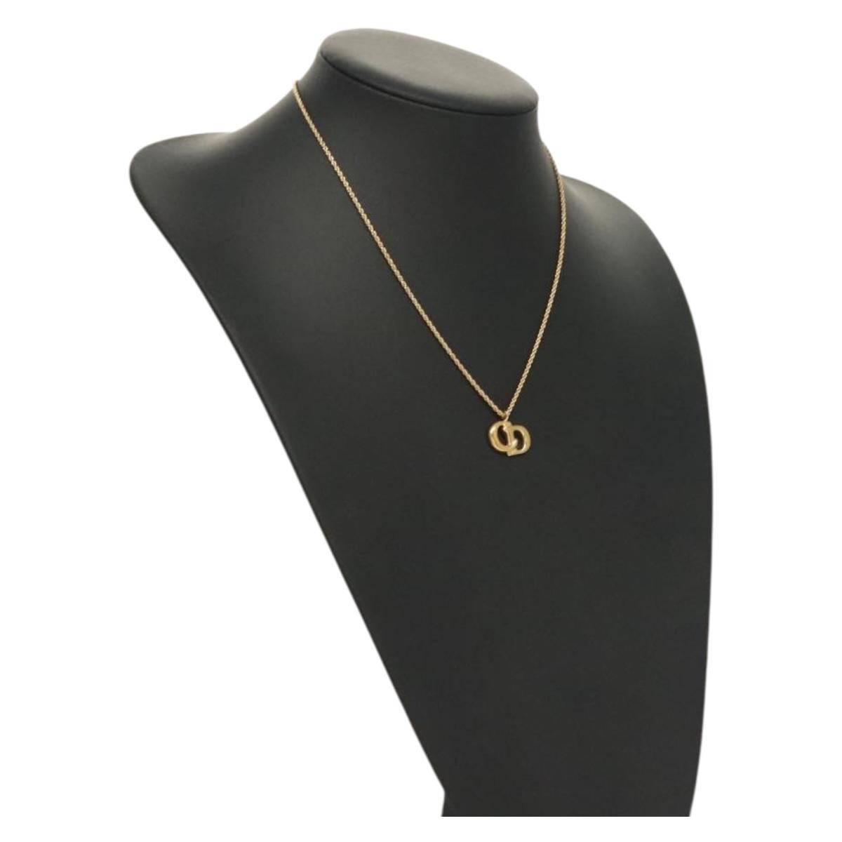 Christian Dior CD Pendant Necklace Metal, GOLD, METAL, Necklace