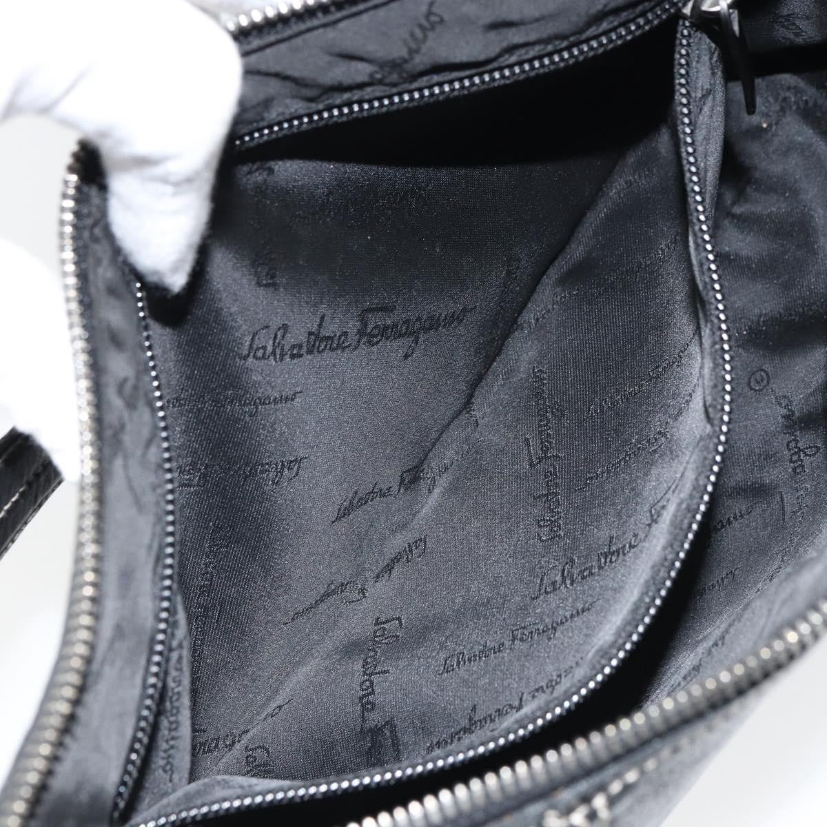 Salvatore Ferragamo Gancini Shoulder Bag Leather, BLACK, LEATHER, Shoulder bag