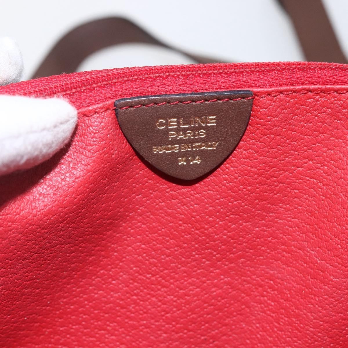 Celine Circle Logo Handbag Leather, BROWN, LEATHER, Handbag