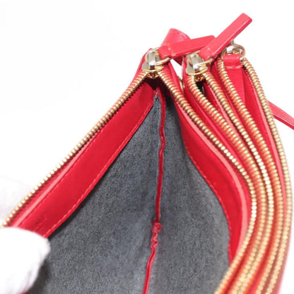 Celine Trio Crossbody Bag Leather, RED, LEATHER, Crossbody bag