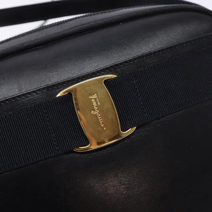 Salvatore Ferragamo Vala Shoulder Bag Leather, BLACK, LEATHER, Shoulder bag