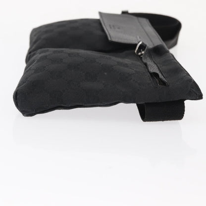Gucci Vintage Double Belt Bag GG Canvas with Leather, BLACK, CANVAS, Shoulder bag