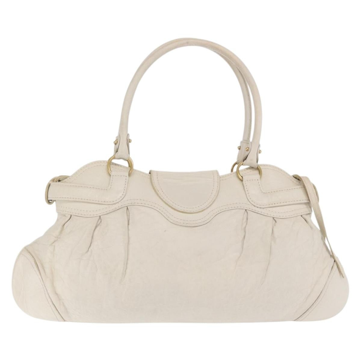 Salvatore Ferragamo Gancini handbag Leather, WHITE, LEATHER, Handbag