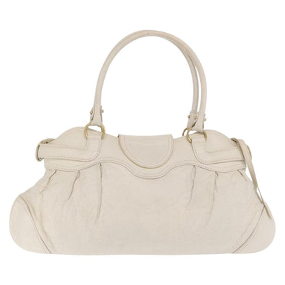 Salvatore Ferragamo Gancini handbag Leather, WHITE, LEATHER, Handbag