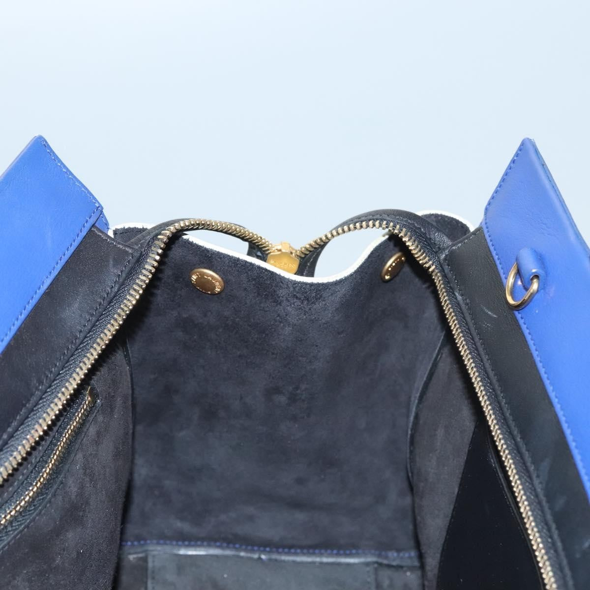 Saint Laurent Rive Gauche Cabas Leather, BLUE, LEATHER, Tote bag