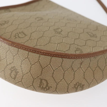 Christian Dior Vintage Honeycomb Flap Crossbody Bag Canvas and Leather, BEIGE, CANVAS, Shoulder bag
