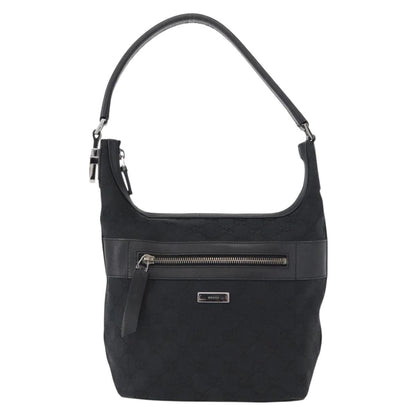 Gucci Vintage Shoulder Bag GG Canvas and Leather, BLACK, CANVAS, Shoulder bag