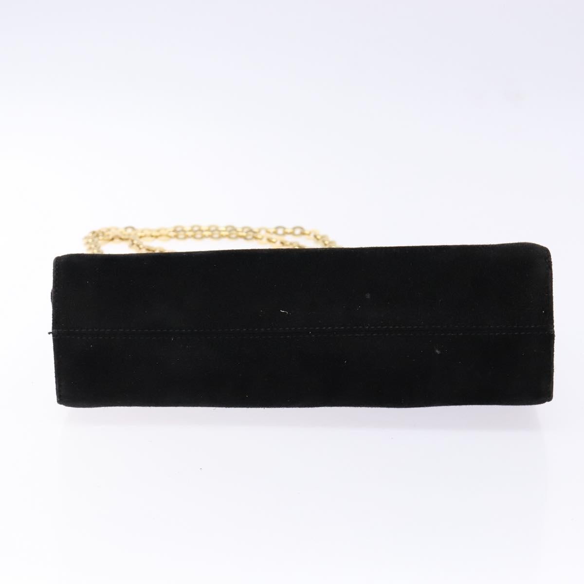 Salvatore Ferragamo Gancini Chain Shoulder Bag Suede, BLACK, SUEDE, Shoulder bag