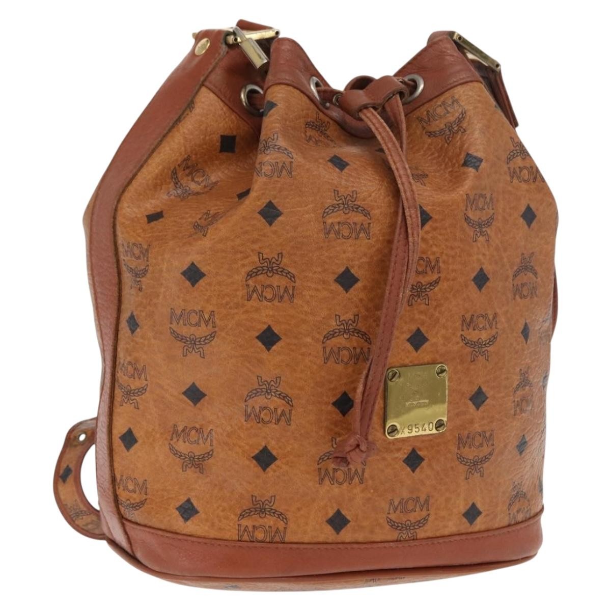 MCM Visetos Shoulder bag Canvas and Leather, BROWN, CANVAS, Shoulder bag