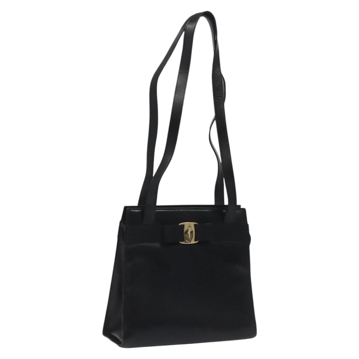 Salvatore Ferragamo Vara shoulder Bag Leather, BLACK, LEATHER, Shoulder bag