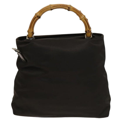 Gucci Vintage Bamboo Handle Bag Nylon, BROWN, NYLON, Handbag