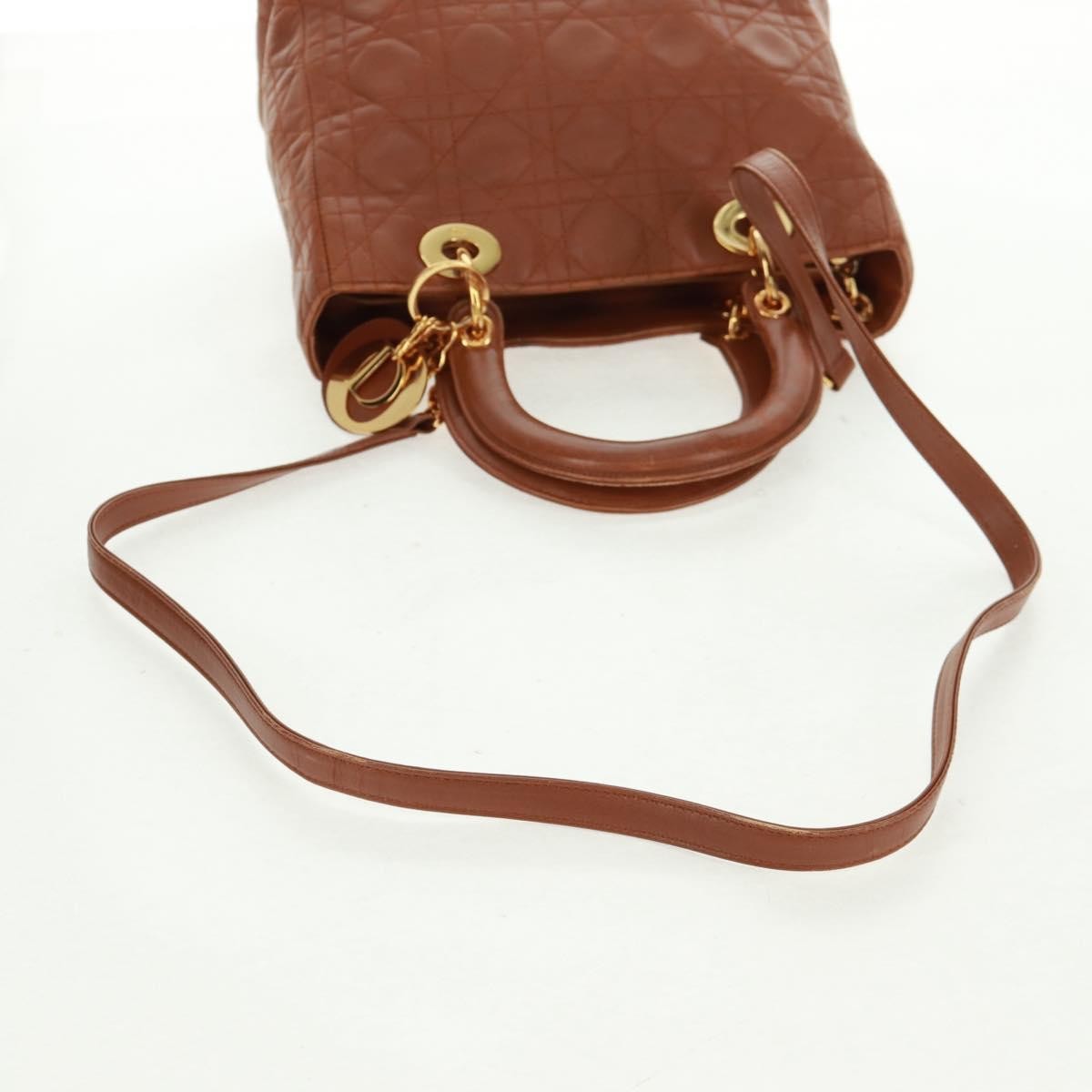 Christian Dior Vintage Lady Dior Bag Cannage Quilt Lambskin, BROWN, LEATHER, Handbag
