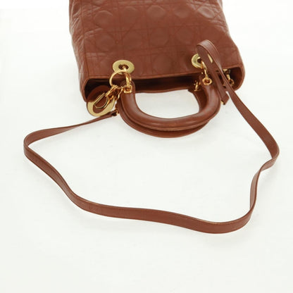 Christian Dior Vintage Lady Dior Bag Cannage Quilt Lambskin, BROWN, LEATHER, Handbag