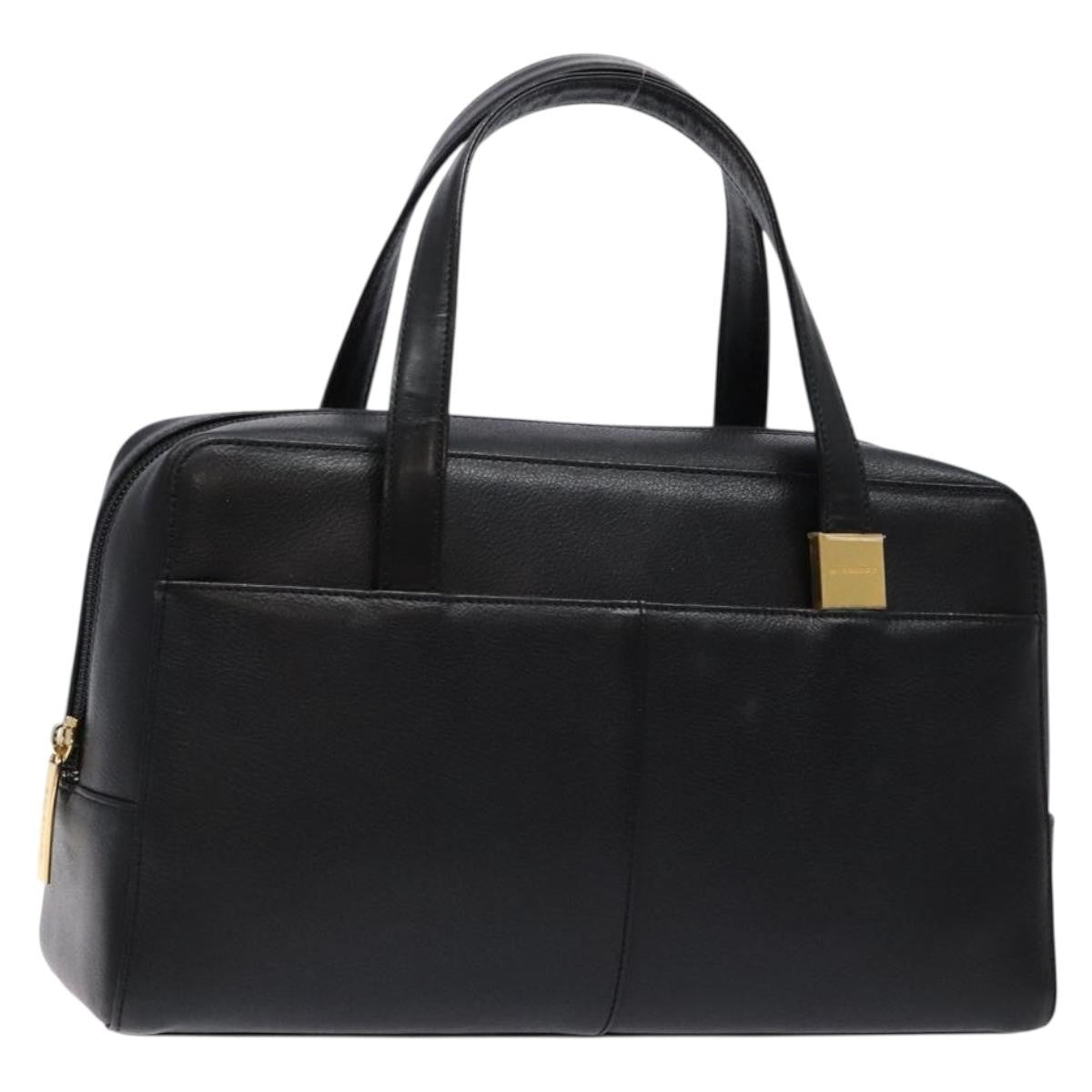 Burberry Vintage Handbag Leather, BLACK, LEATHER, Handbag