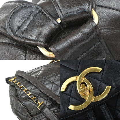 Chanel Vintage CC Flap Backpack Quilted Lambskin, BROWN, LEATHER, Backpack