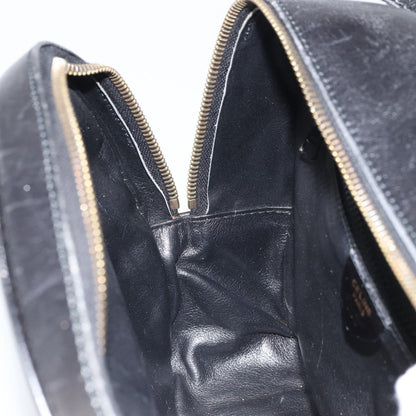 Celine Circle Logo Shoulder Bag Leather, Black, Leather, Shoulder Bag
