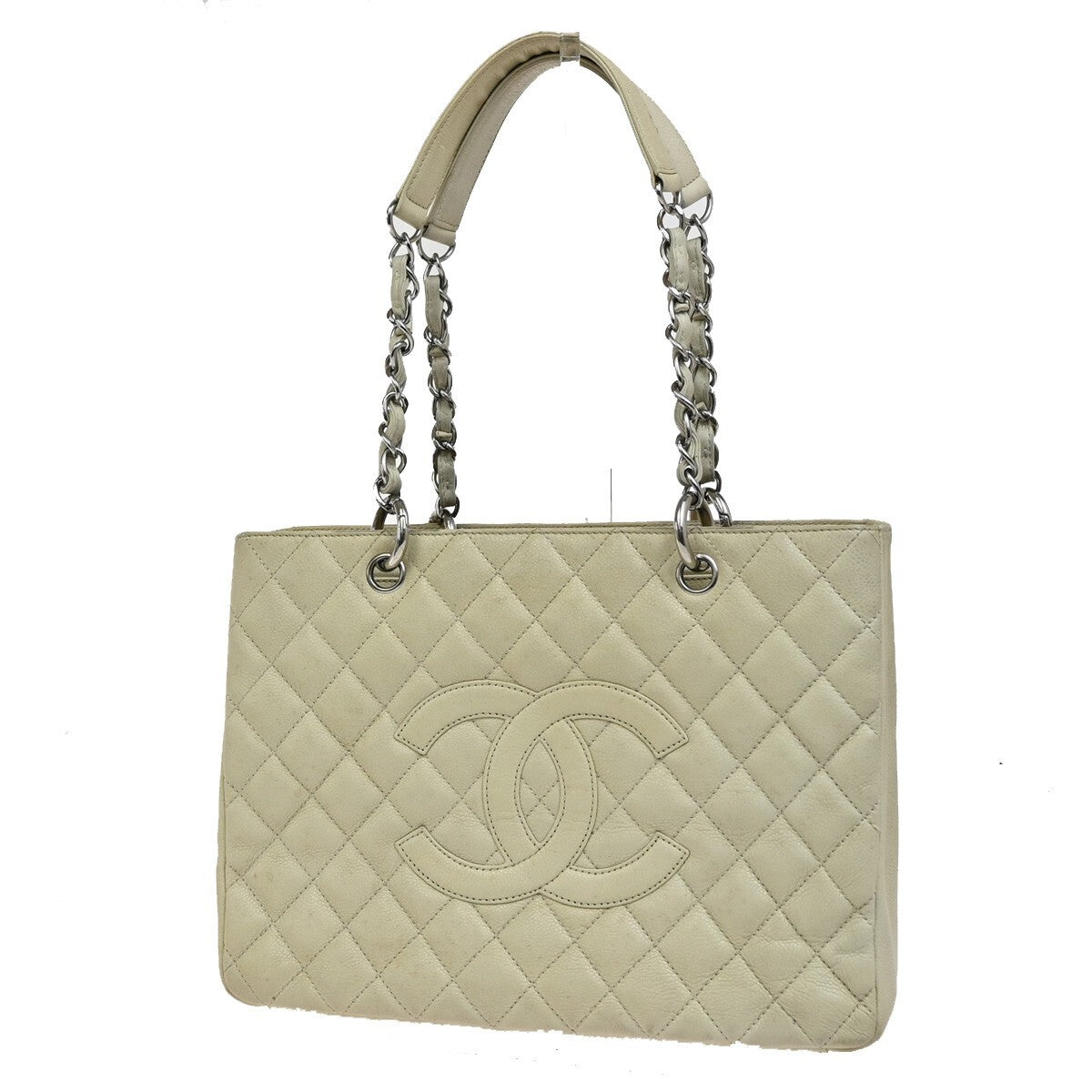 Chanel Grand Shopping Tote Quilted Calfskin, BEIGE, LEATHER, Tote bag