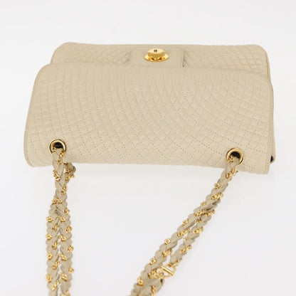 Bally Vintage Chain Shoulder Bag Quilted Leather, ECRU, LEATHER, Shoulder bag