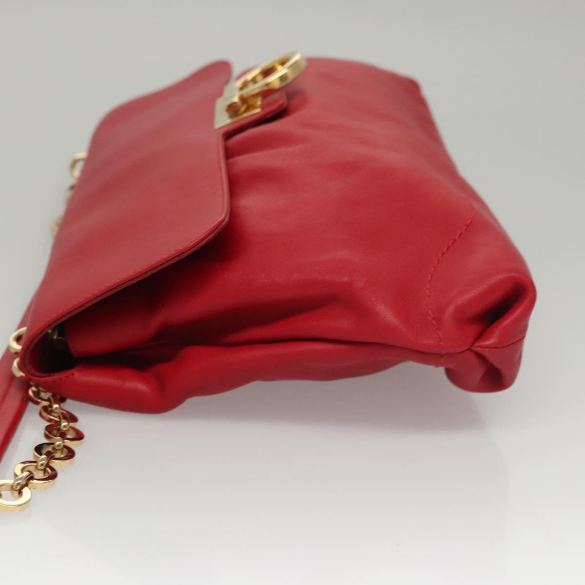 Salvatore Ferragamo Gancini Chain Shoulder bag Leather, RED, LEATHER, Shoulder bag