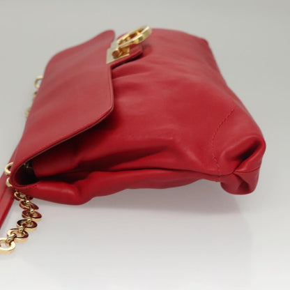 Salvatore Ferragamo Gancini Chain Shoulder bag Leather, RED, LEATHER, Shoulder bag
