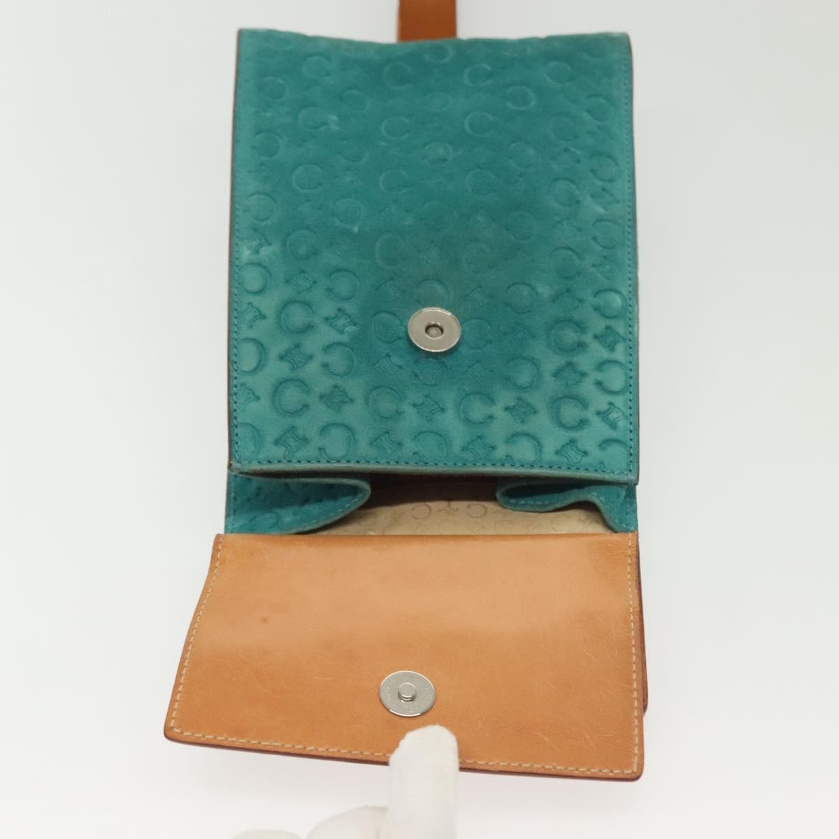 Celine Macadam Shoulder Bag Canvas, TURQUOISE, SUEDE, Shoulder bag