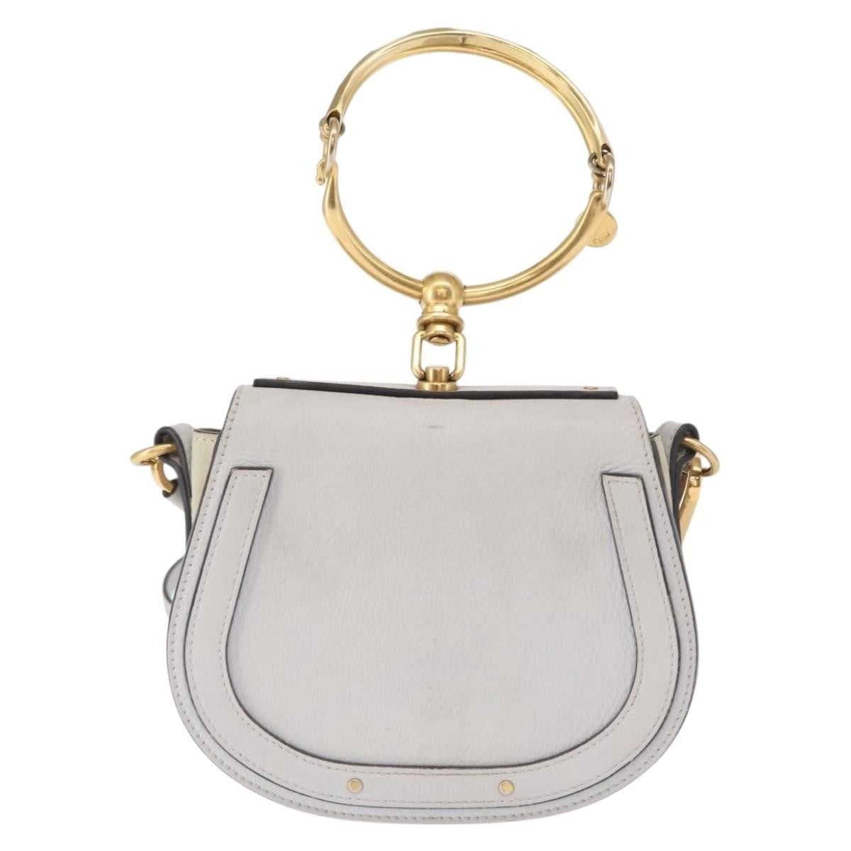 Chloe Nile Crossbody Bag Leather, WHITE, LEATHER, Shoulder bag