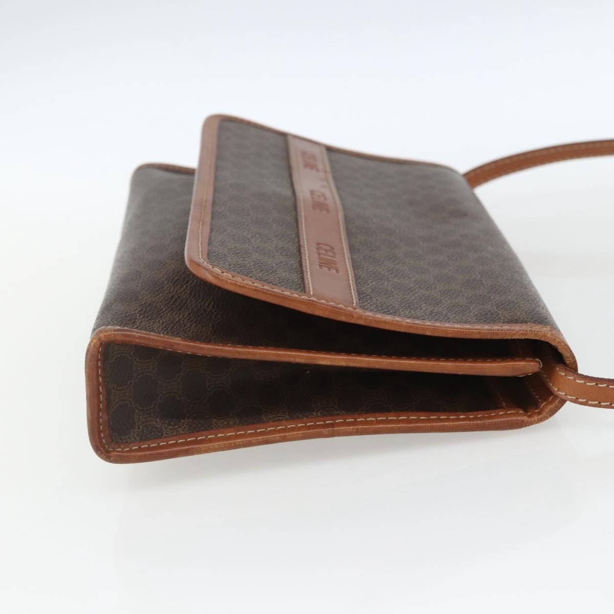 Celine Vintage Macadam Shoulder Bag Canvas and Leather, BROWN, CANVAS, Shoulder bag