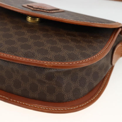 Celine Vintage Macadam Shoulder Bag Canvas and Leather, Brown, Canvas, Shoulder Bag