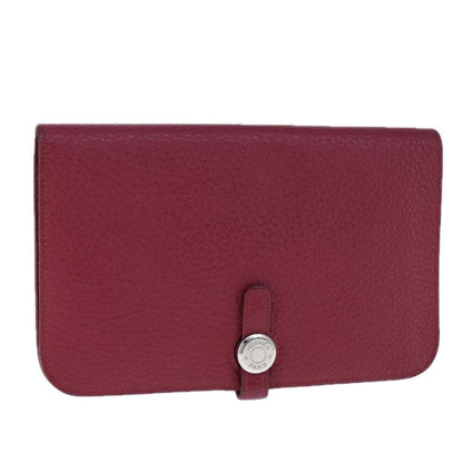 Hermes Dogon Duo Combined Wallet Leather, RED, LEATHER, Wallets