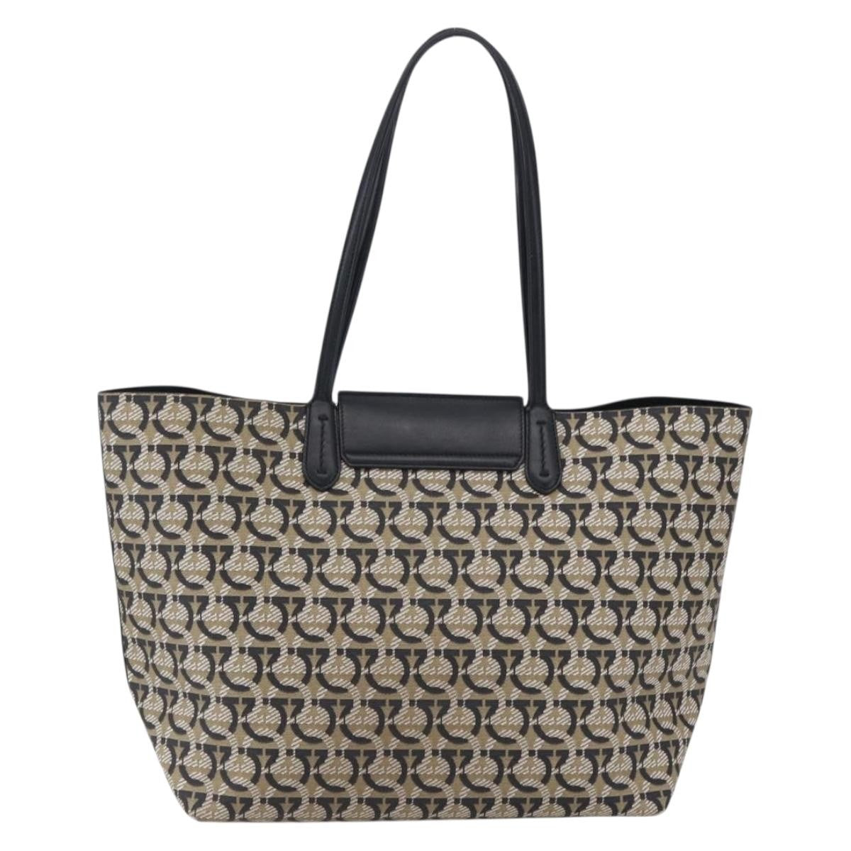 Salvatore Ferragamo Gancini Travel Tote Gancini Jacquard, NAVY, CANVAS, Tote bag