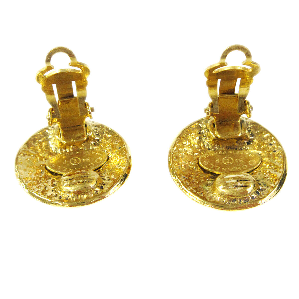Chanel CC Button Clip-On Earrings Metal, GOLD, GOLD_PLATED, Earrings