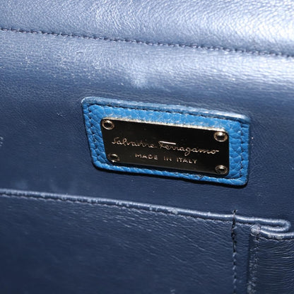 Salvatore Ferragamo Sofia Satchel Leather, BLUE, LEATHER, Handbag