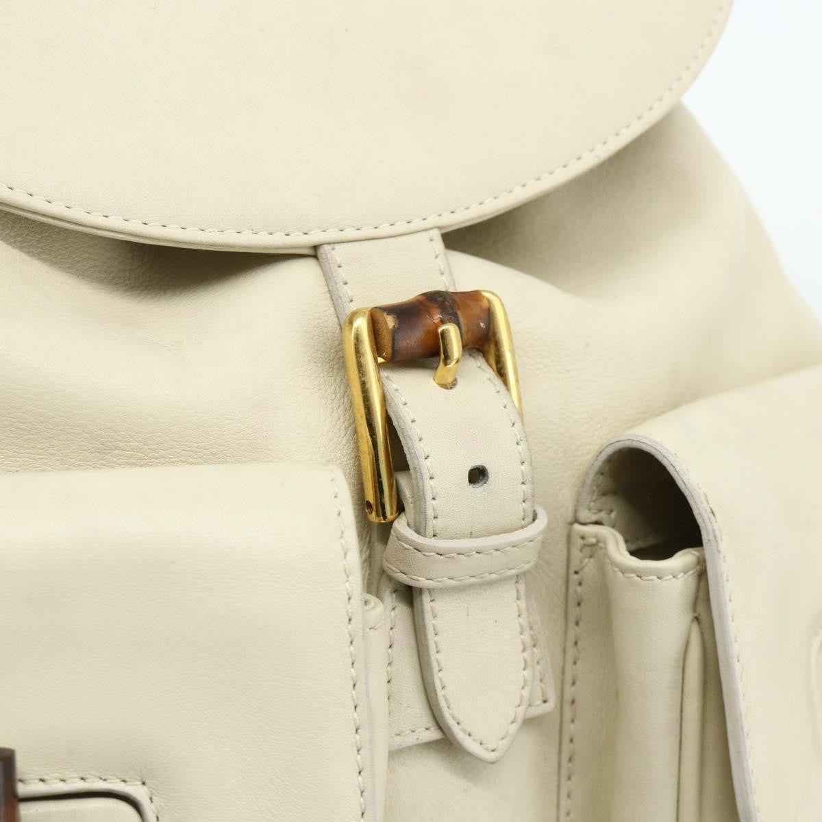 Gucci Vintage Bamboo Backpack Leather, White, Leather, Backpack