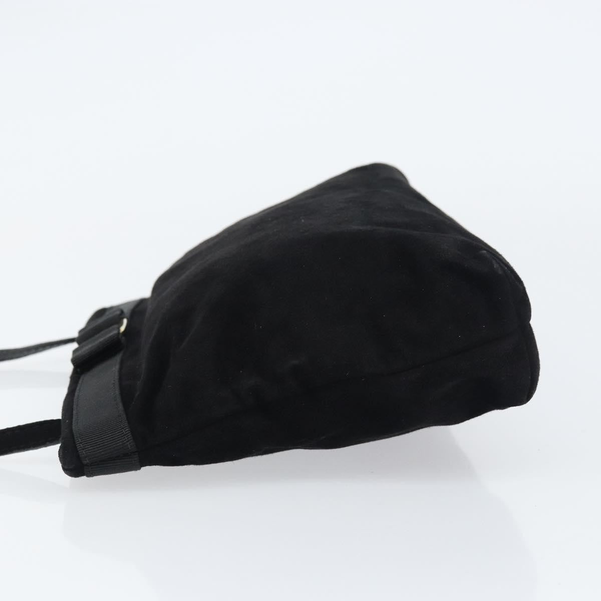 Salvatore Ferragamo Vala Shoulder Bag Suede, BLACK, SUEDE, Shoulder bag
