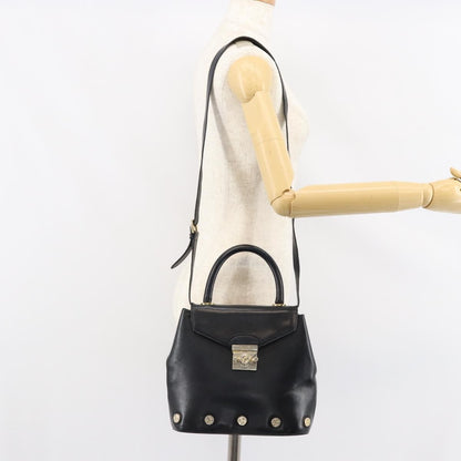 Salvatore Ferragamo Vintage Handbag Leather, BLACK, LEATHER, Handbag