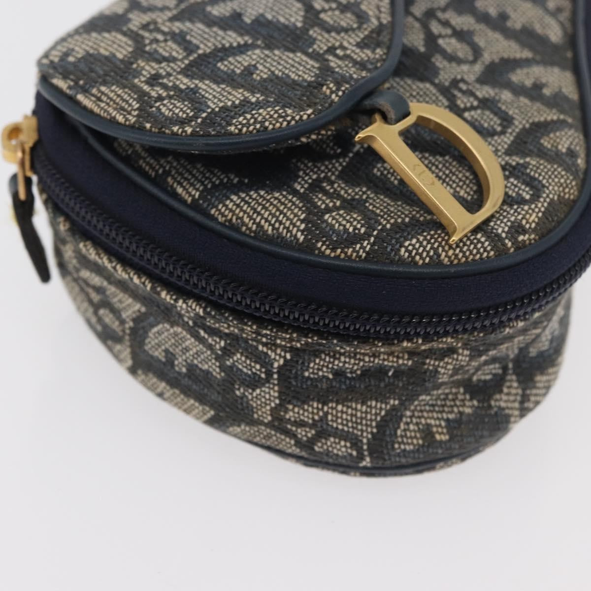 Christian Dior Vintage Saddle Coin Purse Diorissimo Canvas, Navy, Canvas, Clutch