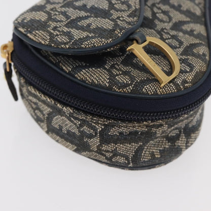 Christian Dior Vintage Saddle Coin Purse Diorissimo Canvas, Navy, Canvas, Clutch