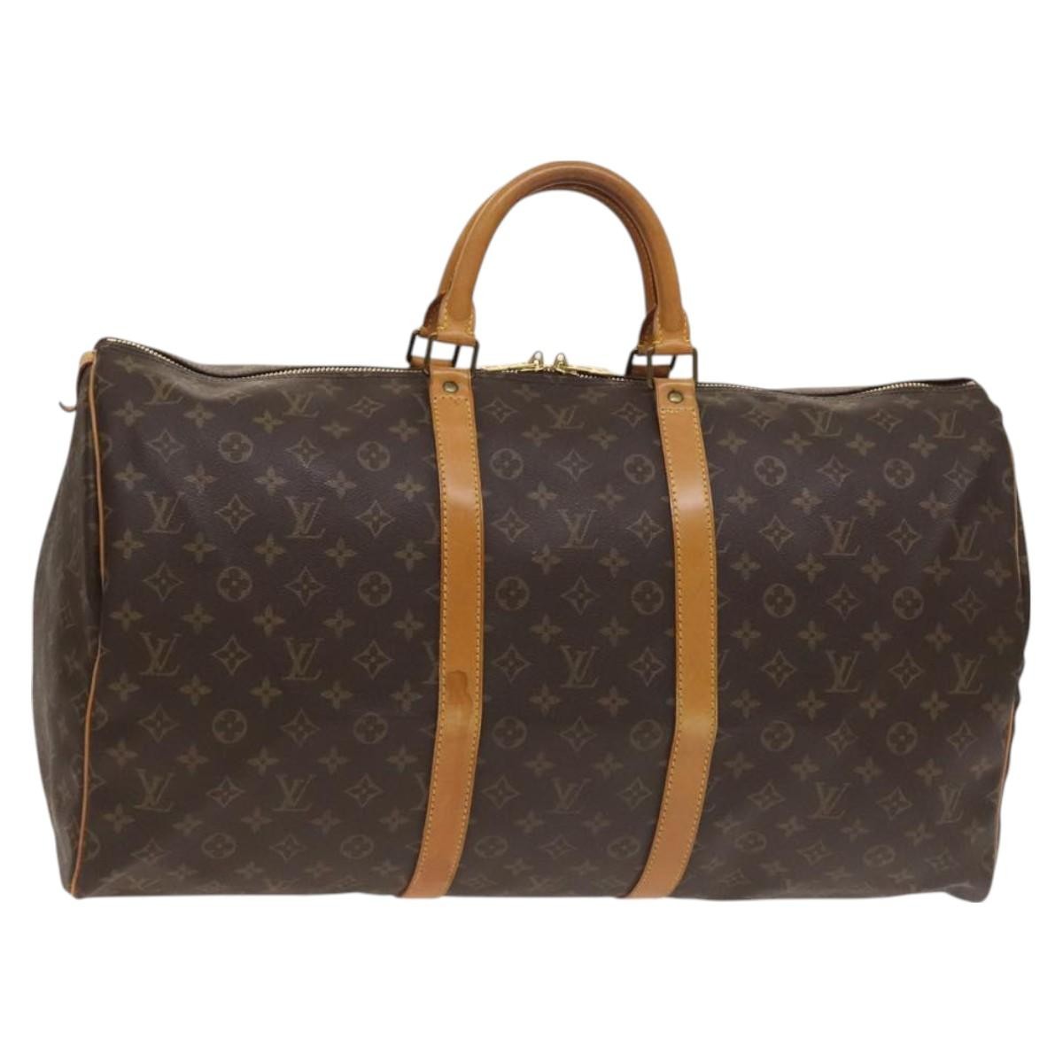 Louis Vuitton Keepall Bag Monogram Canvas, BROWN, CANVAS, Travel bag
