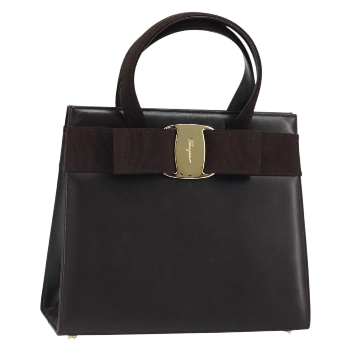 Salvatore Ferragamo Convertible Vara Bow Tote Leather, BROWN, LEATHER, Handbag