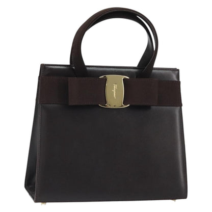 Salvatore Ferragamo Convertible Vara Bow Tote Leather, BROWN, LEATHER, Handbag