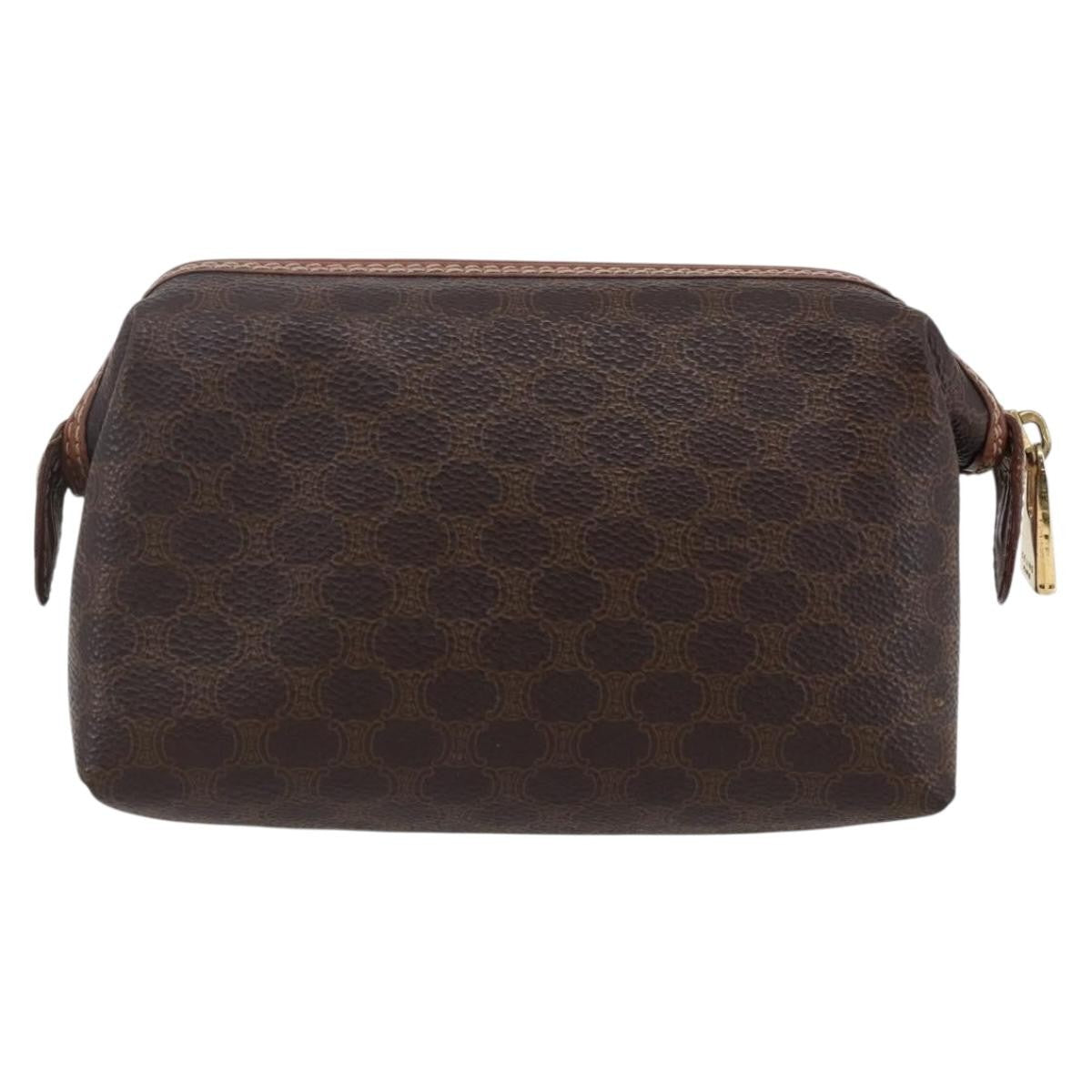 Celine Macadam Pochette Canvas and Leather, BROWN, CANVAS, Clutche & pouche