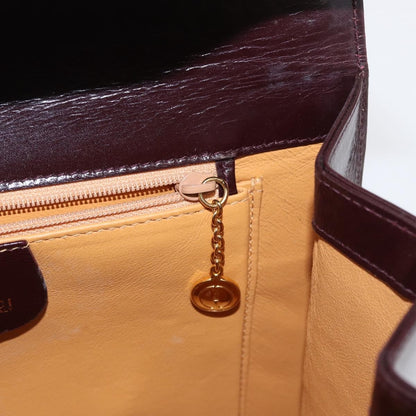 Gucci Vintage Lady Lock Top Handle Bag Leather, BURGUNDY, LEATHER, Handbag