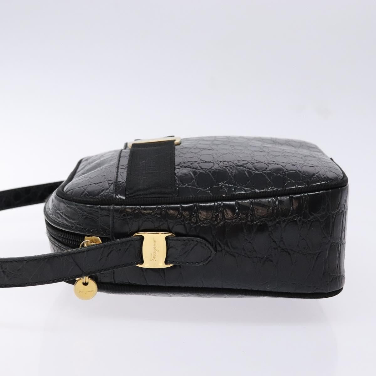 Salvatore Ferragamo Vala Shoulder Bag Leather, BLACK, LEATHER, Shoulder bag