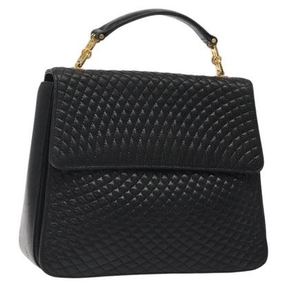 Bally Vintage Flap Handbag Quilted Leather, BLACK, LEATHER, Handbag