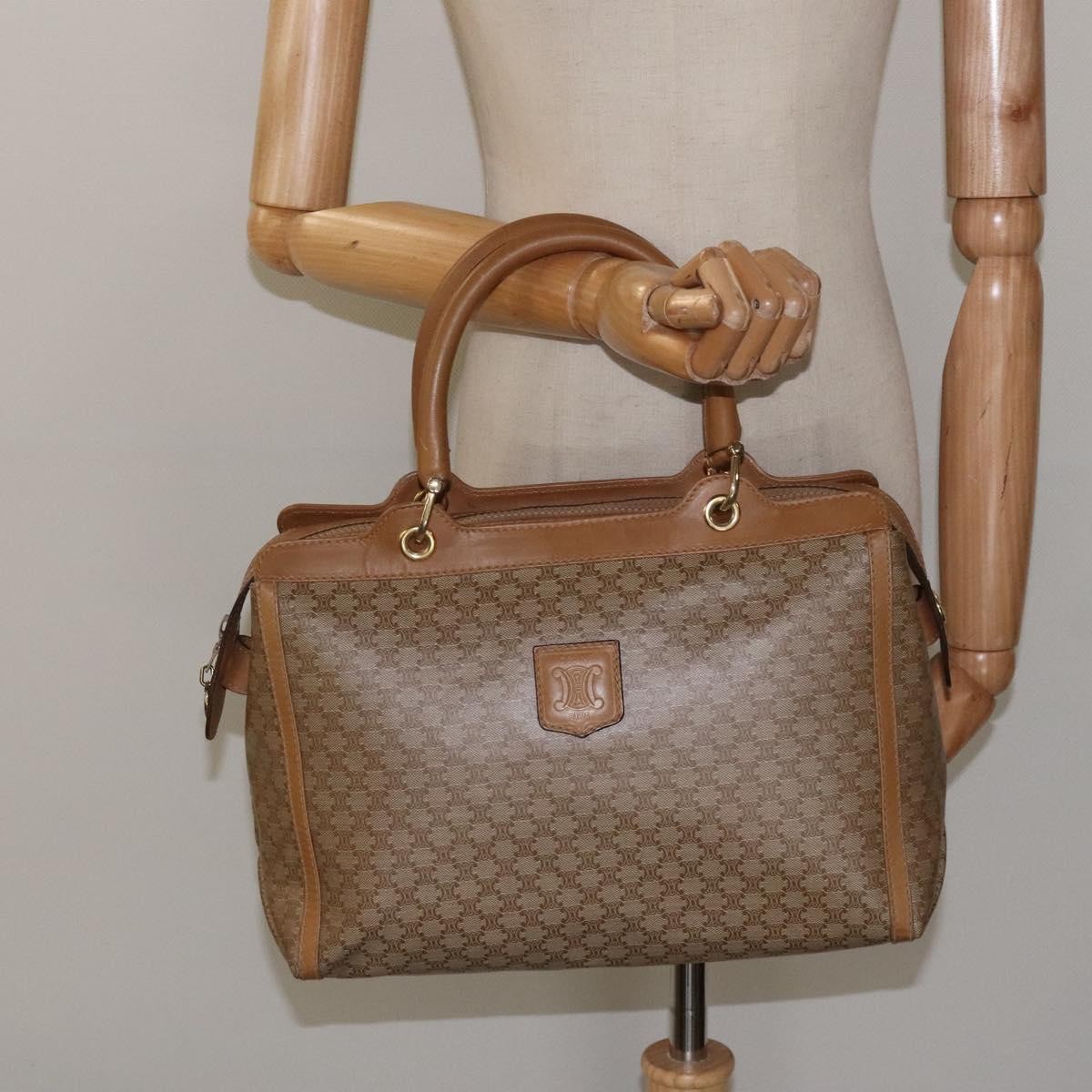 Celine Macadam Handbag Macadam with leather, BEIGE, CANVAS, Handbag