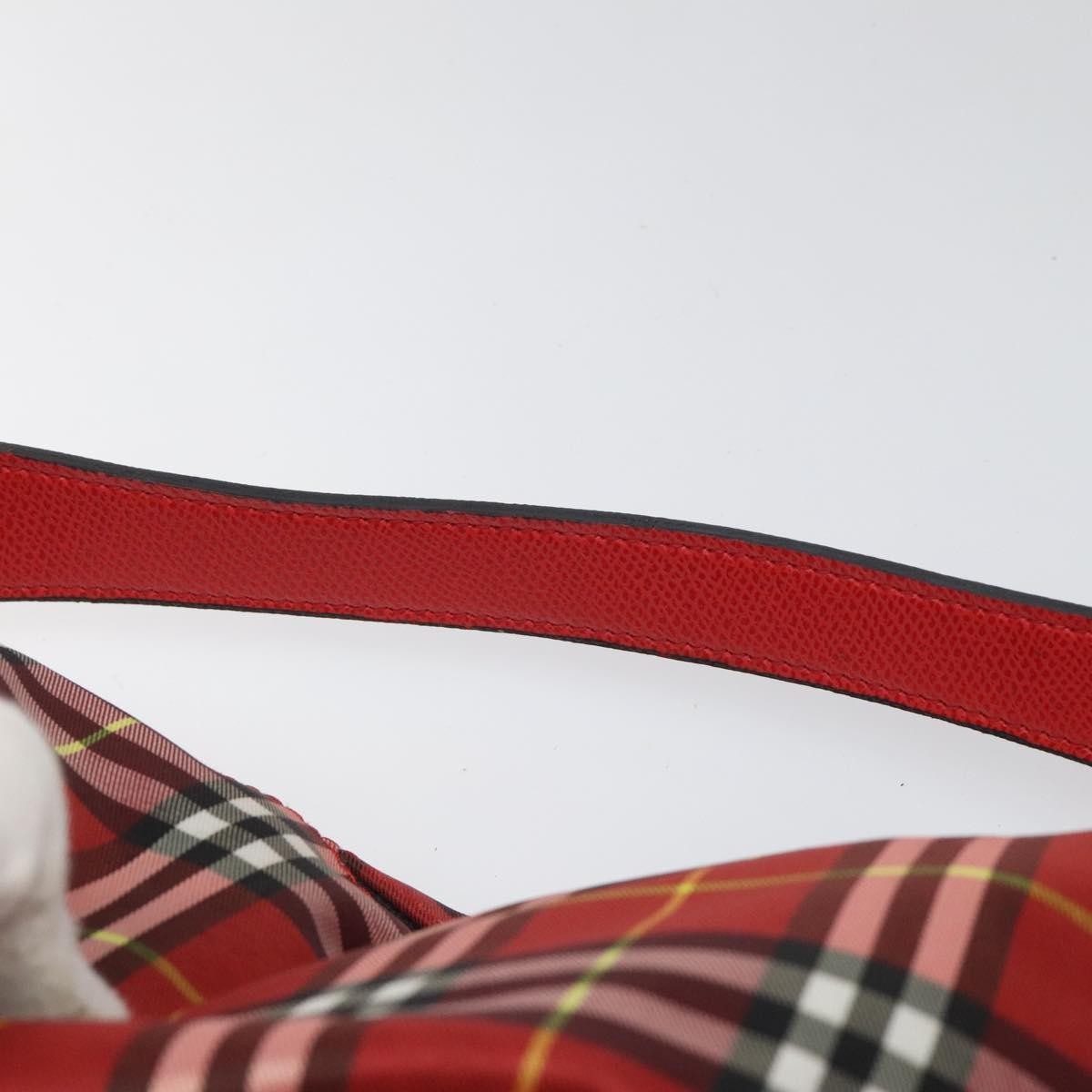 Burberry Nova Check Handbag Leather and Nylon, Red, Nylon, Handbag
