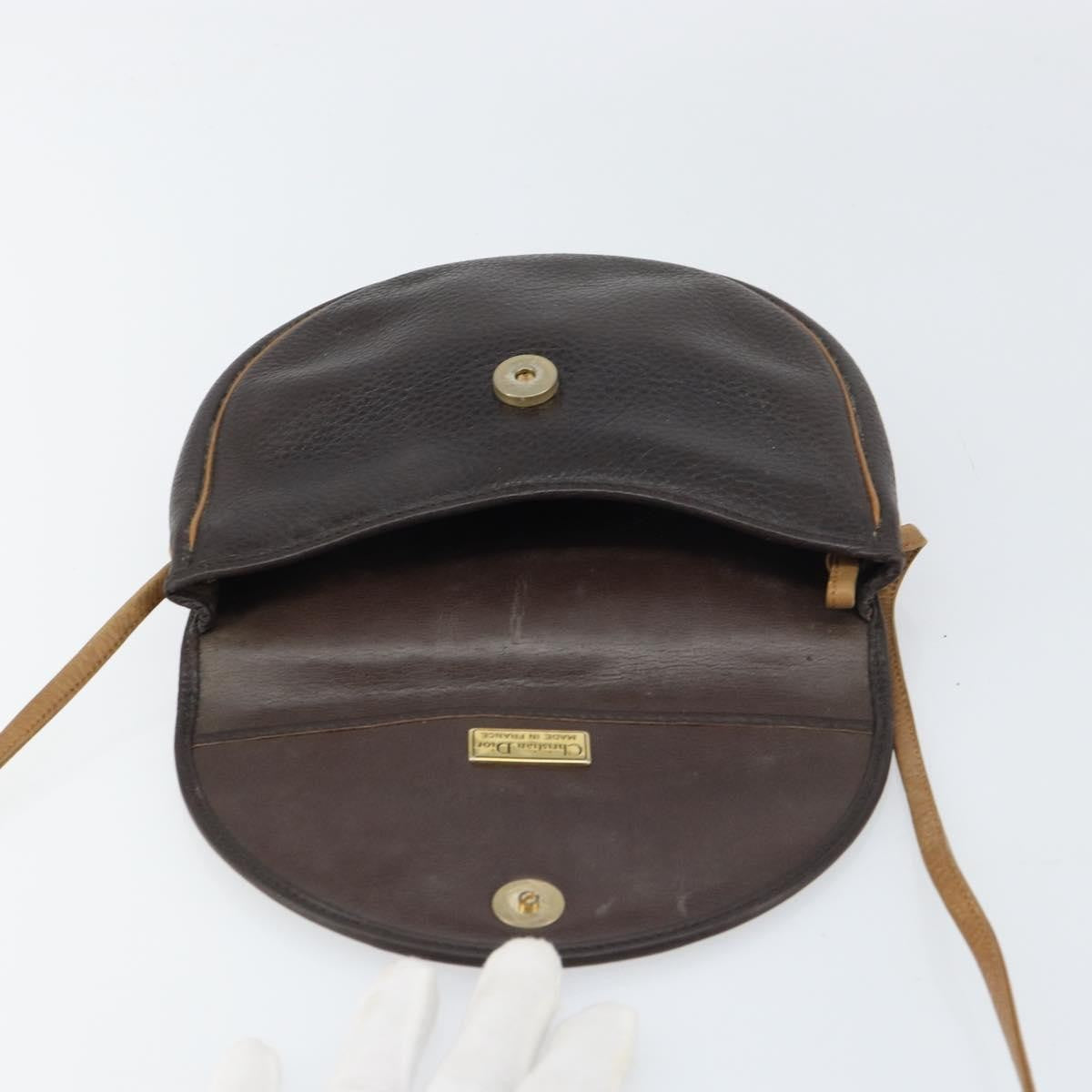 Christian Dior Vintage CD Flap Shoulder Bag Leather, BROWN, LEATHER, Shoulder bag