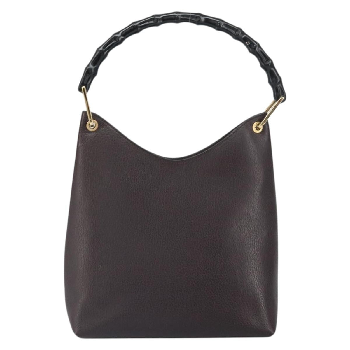 Gucci Vintage Bamboo Hobo Leather, BROWN, LEATHER, Shoulder bag