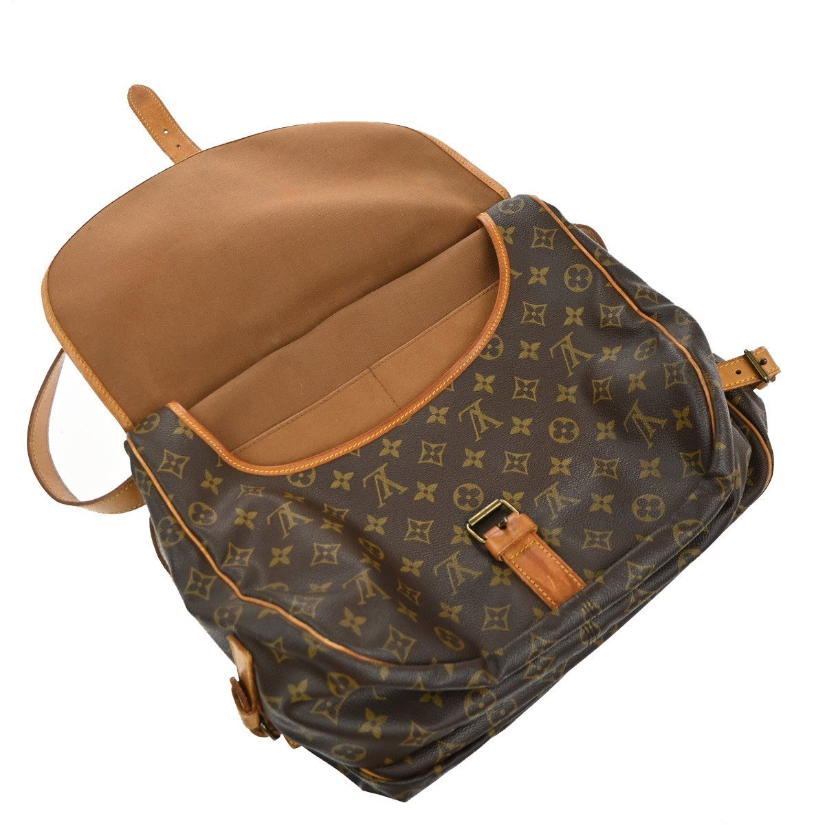 Louis Vuitton Saumur Handbag Monogram Canvas, BROWN, CANVAS, Shoulder bag