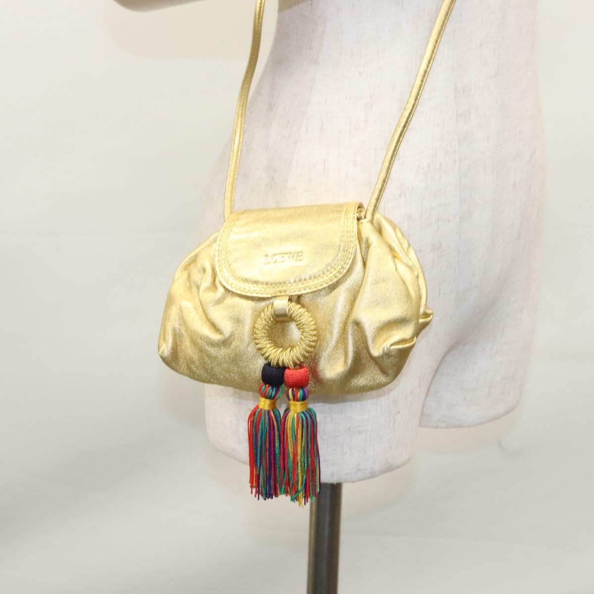 Loewe Vintage Crossbody Leather, GOLD, LEATHER, Shoulder bag
